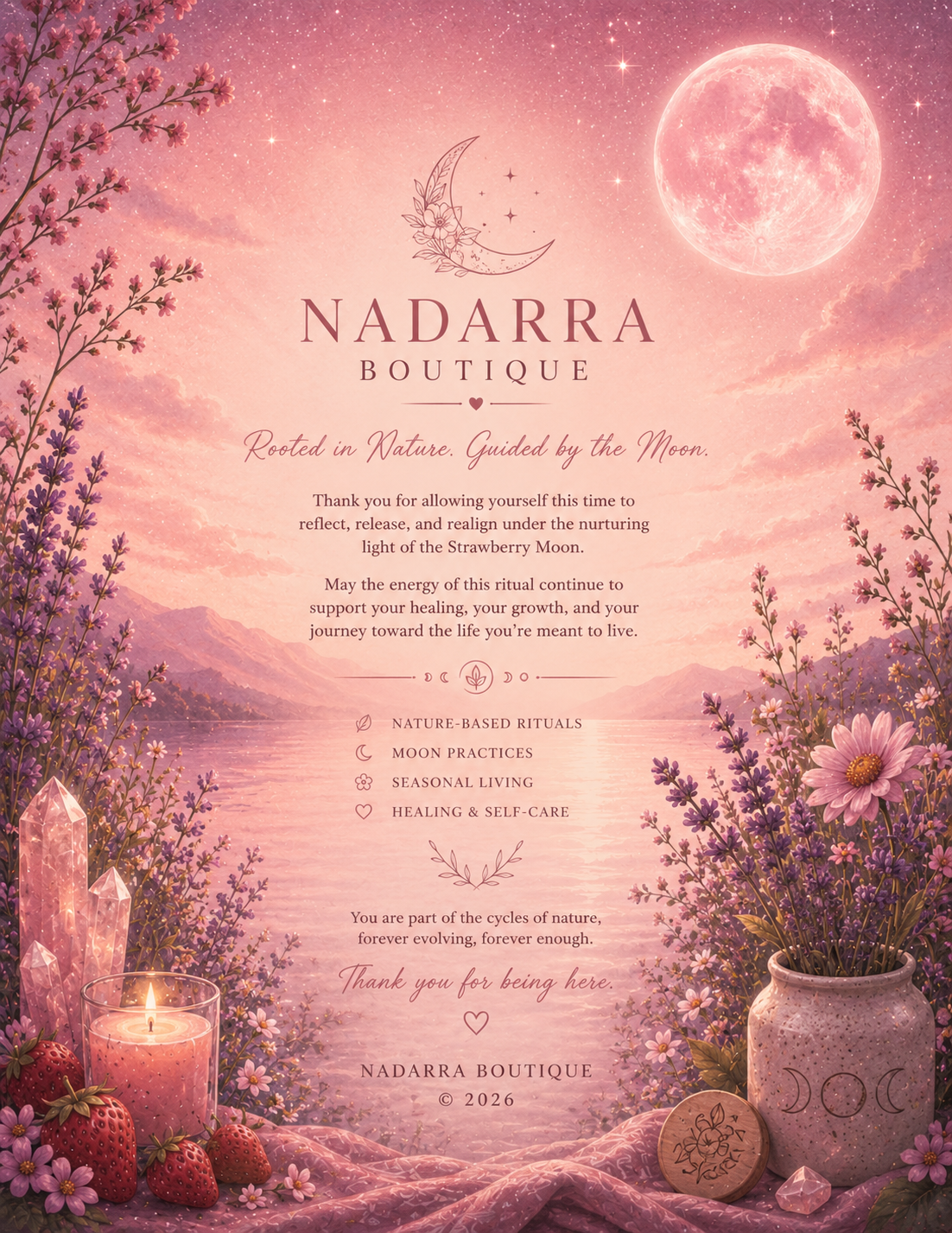 Strawberry Moon Book and Botanicals Bundle